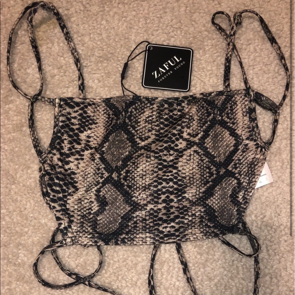 Zaful Womens Crop Top Snakeskin